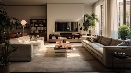 Obraz na płótnie Canvas a modern living room in an apartment building