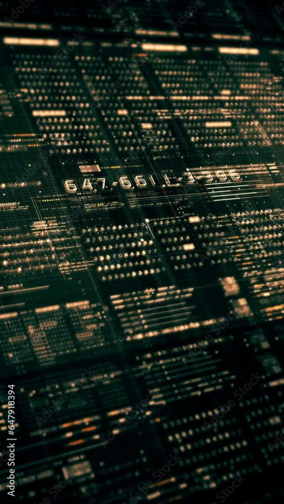 Fototapete Advanced data matrix simulation UI with cutting-edge digital environment with a dynamic and immersive display of interconnected data matrix information networks systems background