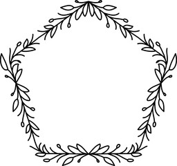 Black and white drawing of a wreath of leaves. Floral Wreath Clipart Black White Images.