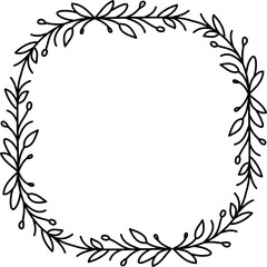 Black and white drawing of a wreath of leaves. Floral Wreath Clipart Black White Images.
