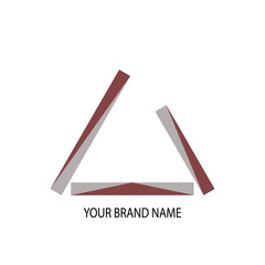 A logo or icon in the shape of a triangle or the letter A in gray and brick red for a business brand name. Could be for property business or something else