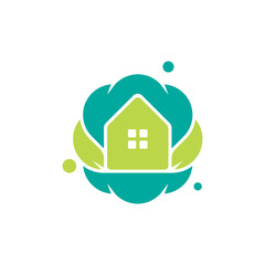 Elegant of leaf house logo design vector inspiration