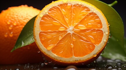 Create an elegant closeup of a juicy, vibrant orange, radiating freshness.