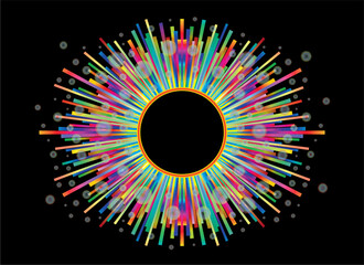 Colorful banner with splash explosion design with frame. Celebration event, invitation, anniversary. Dimension 3:1. Vector illustration.