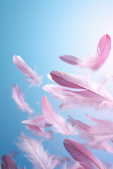 Floating Pink Feathers Abstract Background