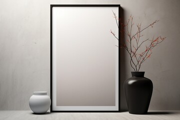Create a stunning 3D  of a minimalist poster frame close-up, exuding timeless elegance.
