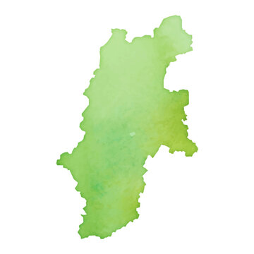 水彩風の長野県地図のイラスト
