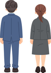 スーツを着たビジネスパーソンの後ろ姿　背面　全身