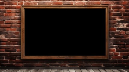 Generate a stunning HD image of a blank frame on a rustic brick wall, exuding sophistication.