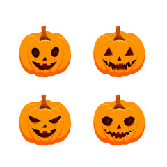 Vector flat Halloween pumpkins collection