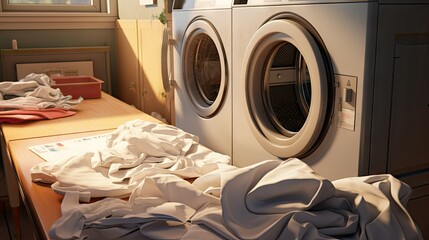 Prepare to wash clothes in the washing machine. Home appliances