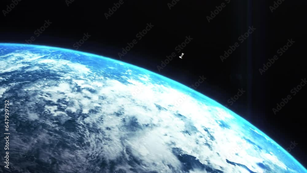 Poster a cinematic rendering of planet earth with vibrant blue sky atmosphere as view from space