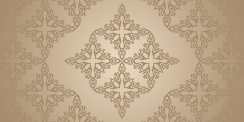 Arabic motif brown background. Mandala motif background, abstract mandala pattern. Luxurious ornament in traditional Arabic style. Green abstract floral mosaic background texture. © MochRibut