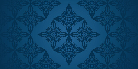 Arabic motif blue background. Mandala motif background, abstract mandala pattern. Luxurious ornament in traditional Arabic style. Green abstract floral mosaic background texture.