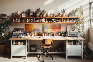 Painter artist studio interior, Generate with Ai. - obrazy, fototapety, plakaty