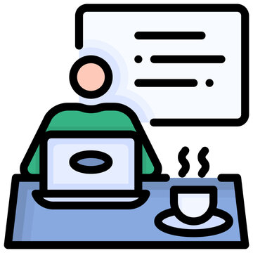 person working laptop coffee desk clip art preview