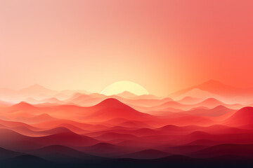 Vibrant Sunset Landscape, Orange Color Cloudy Sky. Generative AI