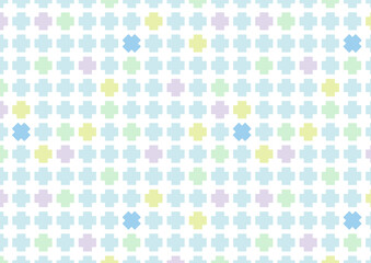 かわいい十字タイルが並んだカラフルなシームレスパターン背景_パターン1_青色