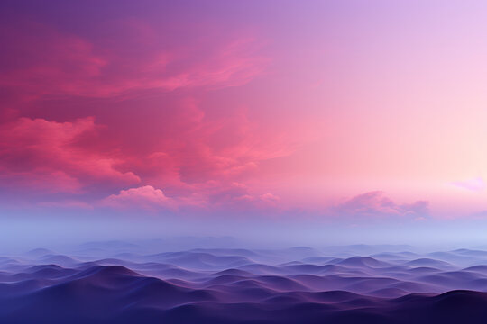 Sunset over the Sea, Blue and Purple Color Shades Cloud Sky. Generative AI