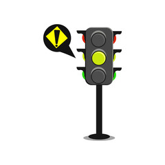 Illustration of traffic light cartoon with traffic sign. Vector.	