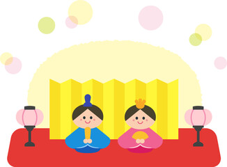 ひなまつり　雛人形：男雛と女雛（内裏雛）.