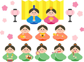 ひなまつり　雛人形：十人飾り.