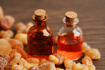 Frankincense or olibanum aromatic resin used in incense and perfumes.