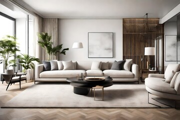 Naklejka na ściany i meble modern living room AI Generated 