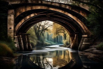 Under the bridge, water runs