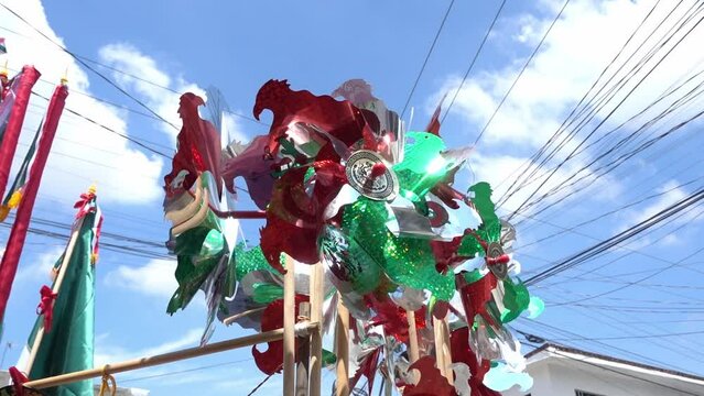 Traditional Mexican pinwheels in green, white and red.