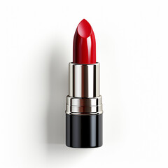Obraz premium Red lipstick tube on white background. Made with generative ai