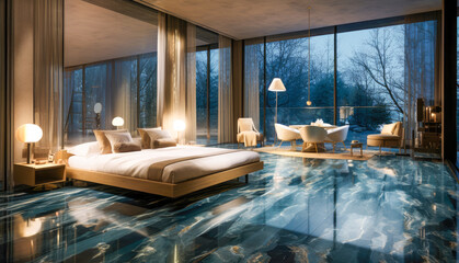 Dreamlike luxury hotel interior with elegant furnishings