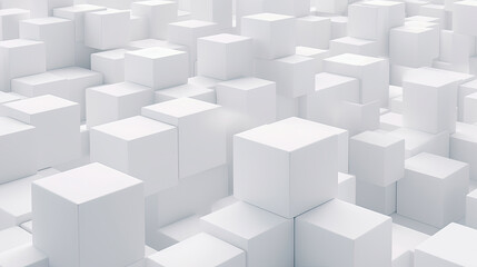 Fototapeta na wymiar White cubic blocks randomly shifted in a structured pattern