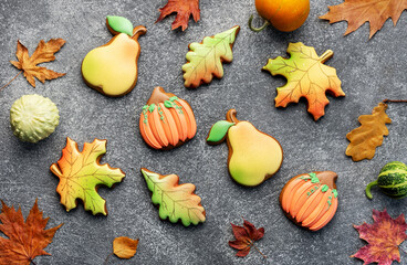 Multicolored autumn homemade cookies