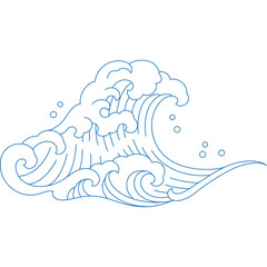 japane sea wave oriental vintage style line art ornate vector illustration © dhtgstockphoto