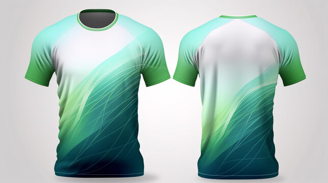 T-shirt mockup for sports enthusiasts, perfect for soccer and football attire. Featuring fabric patterns on the front and back..