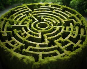 Naklejka premium large hedge plant maze labyrinth light green