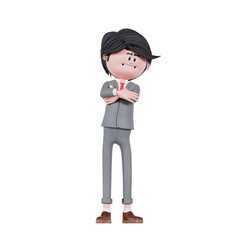3D Businessman is crossing arm pose