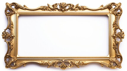 Blank golden frame, white background
