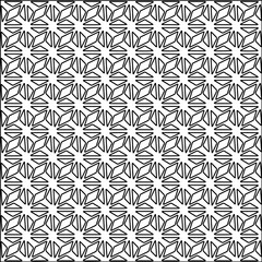 Vector pattern with symmetrical elements . Modern stylish abstract texture. Repeating geometric tiles from striped elements.Black and white pattern.