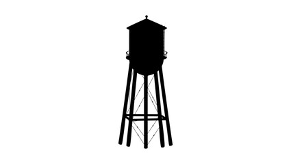Old Water Tower silhouette - obrazy, fototapety, plakaty