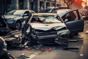 car crash accident on city road