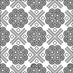 Vector pattern with symmetrical elements . Modern stylish abstract texture. Repeating geometric tiles from striped elements.Black and white pattern.