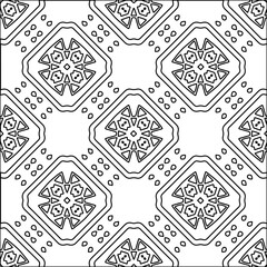 Vector pattern with symmetrical elements . Modern stylish abstract texture. Repeating geometric tiles from striped elements.Black and white pattern.