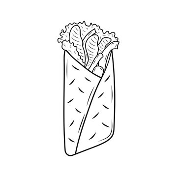 black and white burrito wrap clip art preview