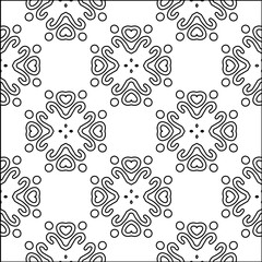 Vector pattern with symmetrical elements . Modern stylish abstract texture. Repeating geometric tiles from striped elements.Black and white pattern.