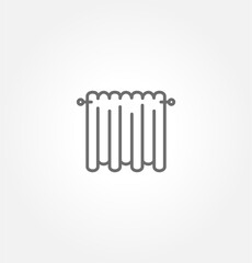 Curtains flat line icon. Bathroom curtain sign. Thin linear logo for interior store. drape icon vector.