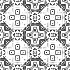 Vector pattern with symmetrical elements . Modern stylish abstract texture. Repeating geometric tiles from striped elements.Black and white pattern.