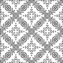 Vector pattern with symmetrical elements . Modern stylish abstract texture. Repeating geometric tiles from striped elements.Black and white pattern.