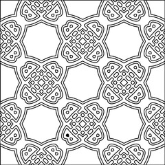 Vector pattern with symmetrical elements . Modern stylish abstract texture. Repeating geometric tiles from striped elements.Black and white pattern.